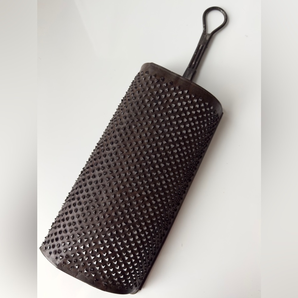 Antique, Early 1900s, Primitive, Punched Tin, Half-Round Vegetable Grater - Picture 3 of 10